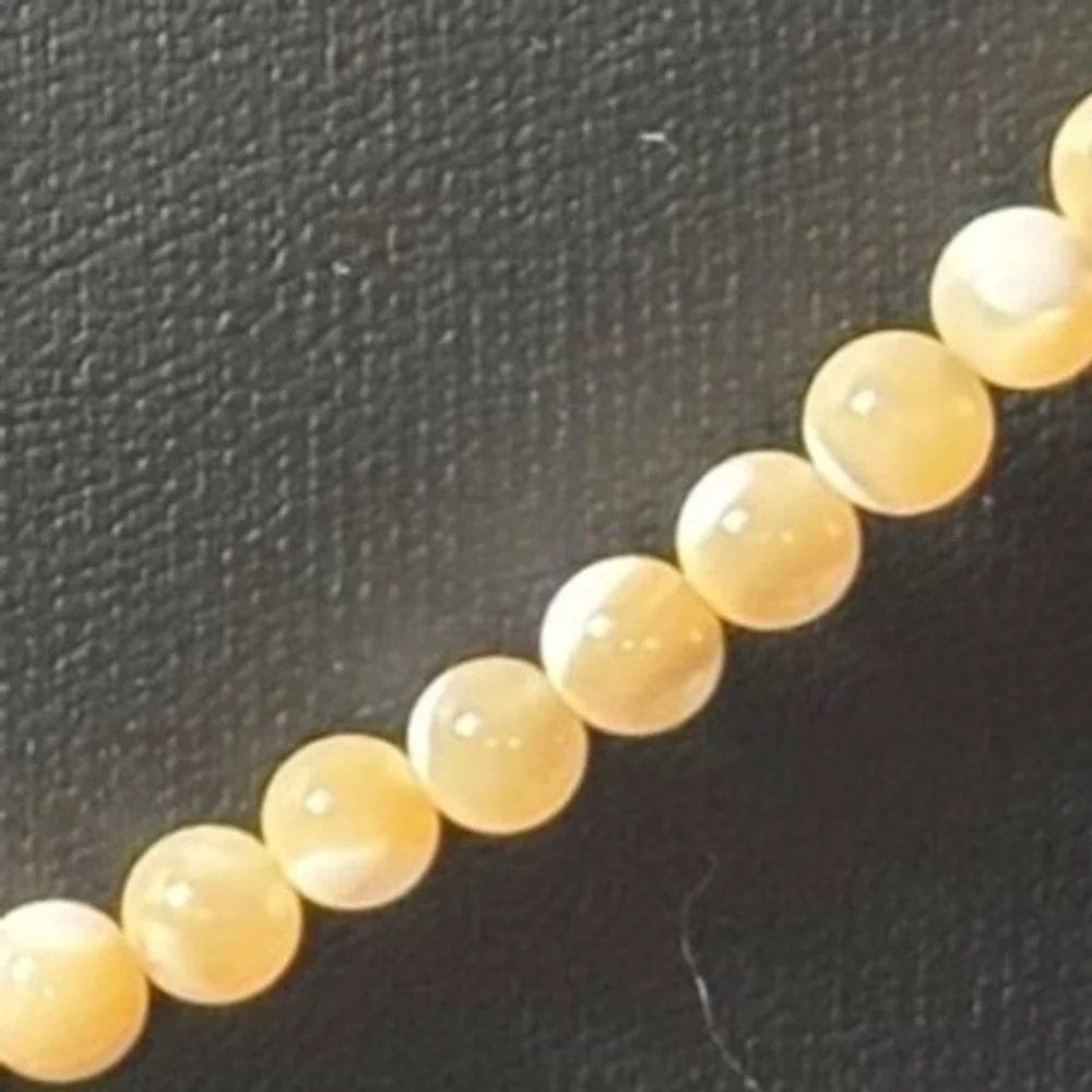 Vintage Boho Carved Geometric Bead‎ & Shell Strand Necklace Cream Black Tan
